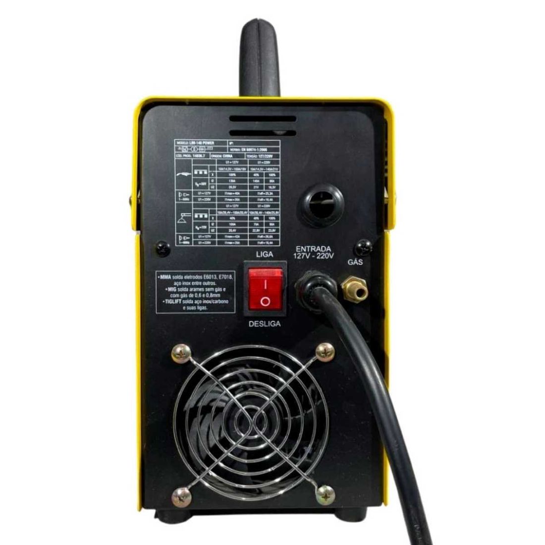 Inversor Solda Elétrica, Tig e MIG Com/Sem Gás 140A LIM-140 Lynus
