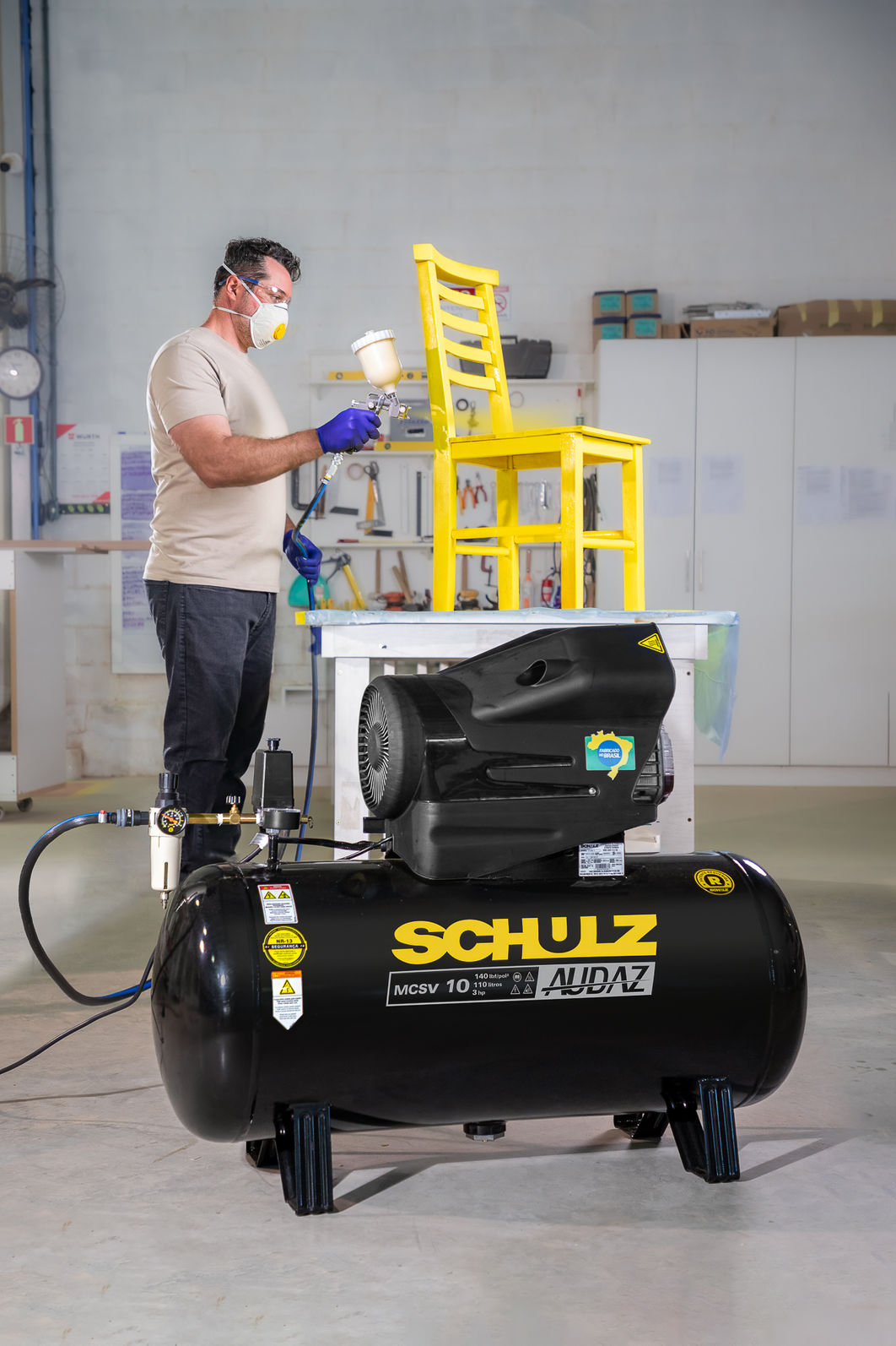 Compressor Ar Schulz Audaz 10pés 110L 140PSI 2Cv 220v Monofásico Compressor Ar Schulz Audaz 10pés 110L 140PSI 2Cv 220v Monofásico