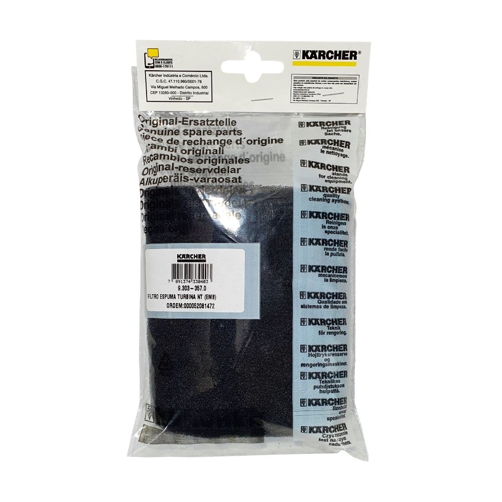 Filtro Espuma Proteção Turbina Aspirador Karcher 9.303-357.0