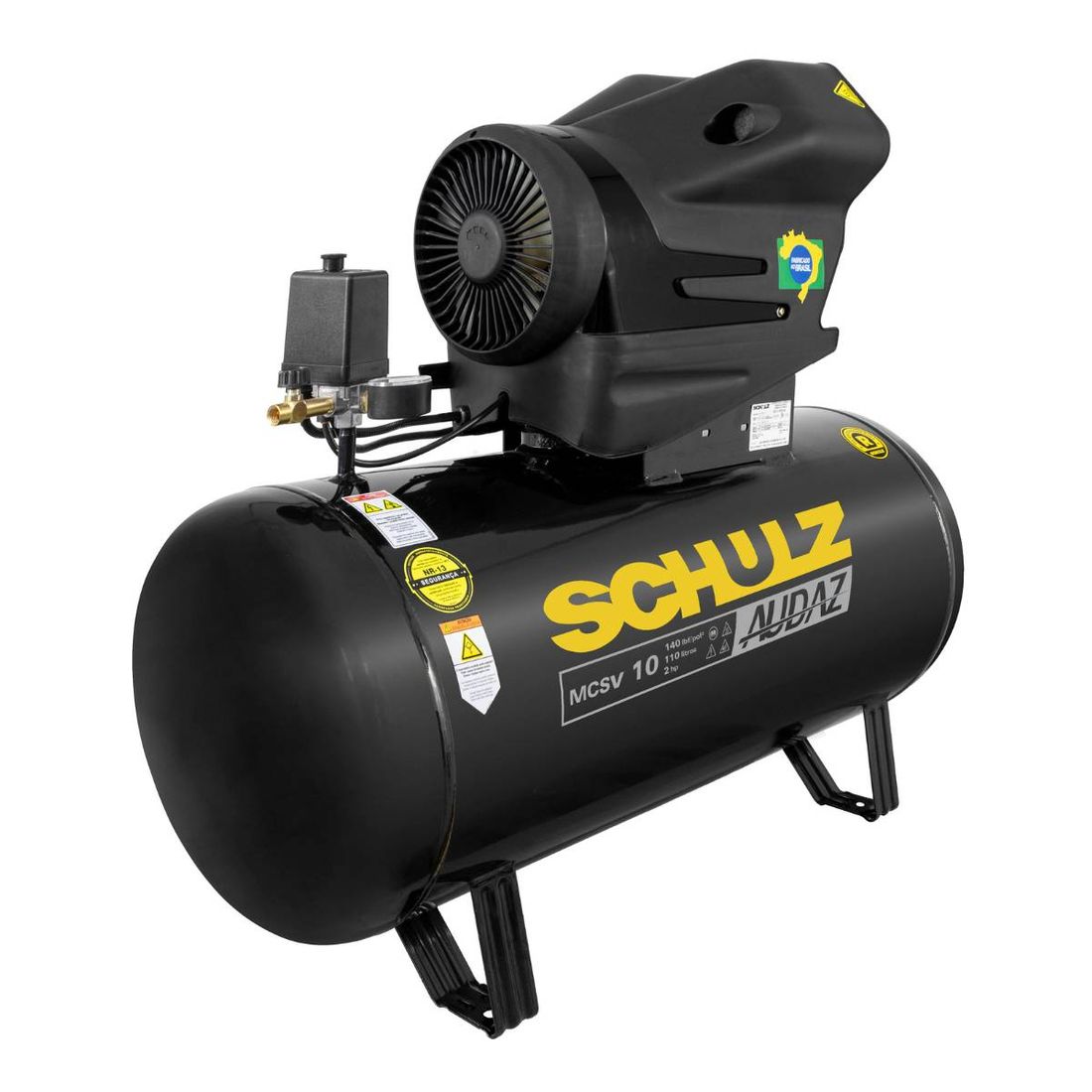 Compressor Ar Schulz Audaz 10pés 110L 140PSI 2Cv 220v Monofásico Compressor Ar Schulz Audaz 10pés 110L 140PSI 2Cv 220v Monofásico