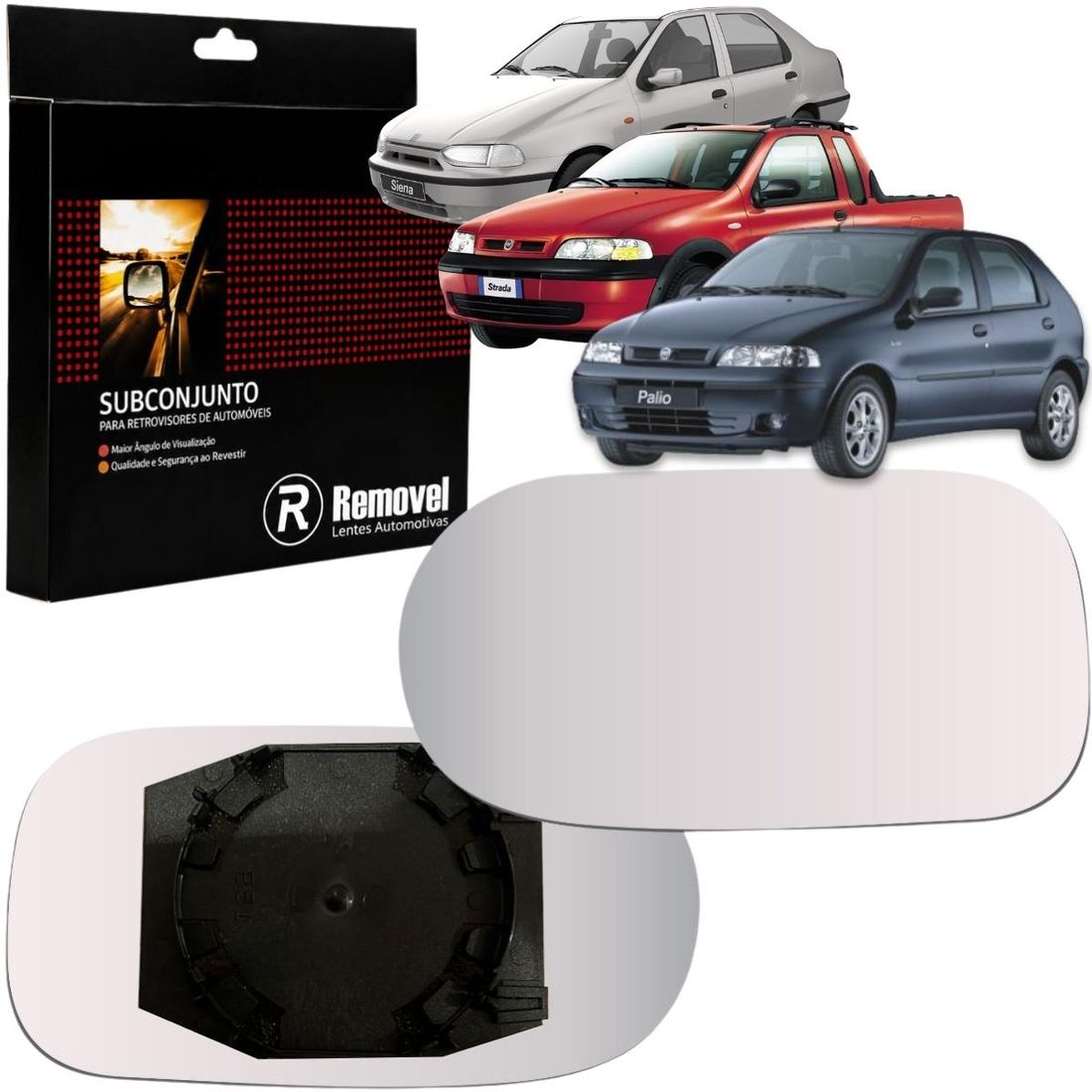 Lente Retrovisor Esquerdo Fiat Palio Strada Siena 2001 A 2004 (Modelo Ficosa)
