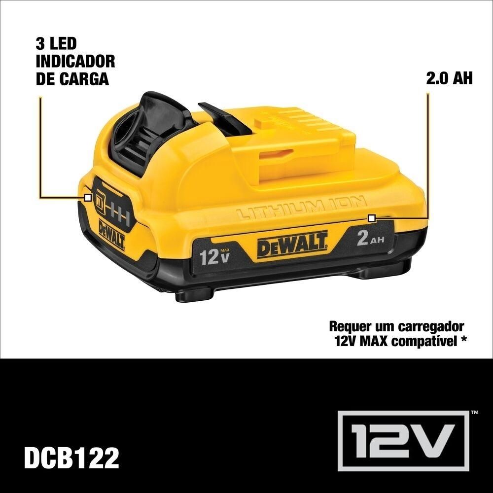 Parafusadeira e Furadeira 3/8" 2 Baterias 12V 2,0Ah DCD710D2-BR DeWalt Parafusadeira e Furadeira 3/8" 2 Baterias 12V 2,0Ah DCD710D2-BR DeWalt