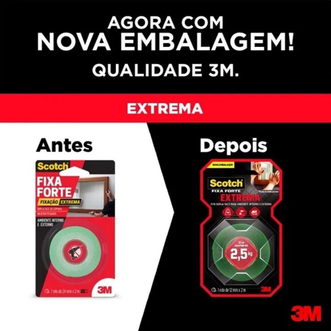 Fita Dupla Face 3M Scotch Fixa Forte Extrema 12mm x 2m