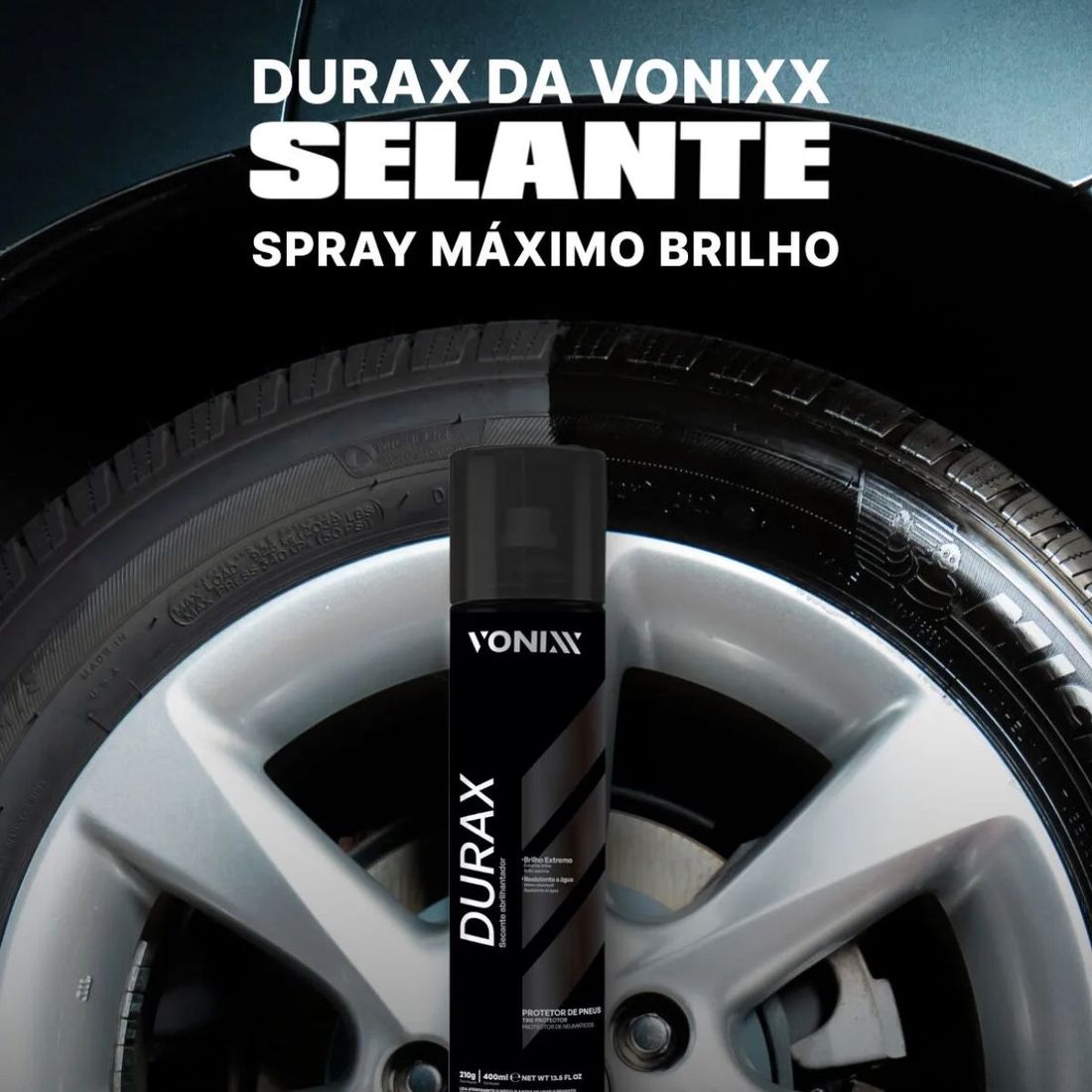 Protetor de Pneus Brilho Extremo em Spray Vonixx Durax 400ml Protetor de Pneus Brilho Extremo em Spray Vonixx Durax 400ml