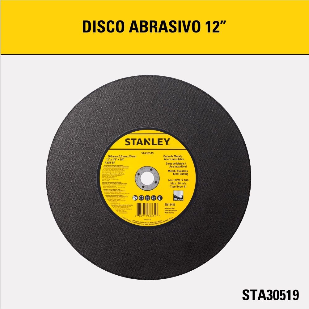 Stanley - Disco de Corte 12 X 1/8 X Furo 3/4" STA30519