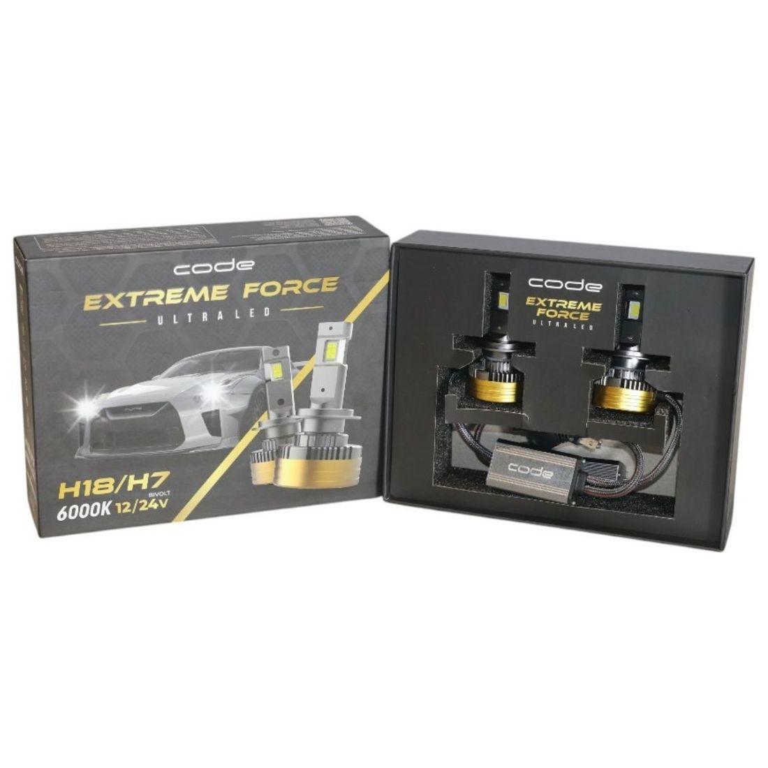 Kit 2 Lâmpadas Ultra Led Code Extreme Force H18 H7 6000K