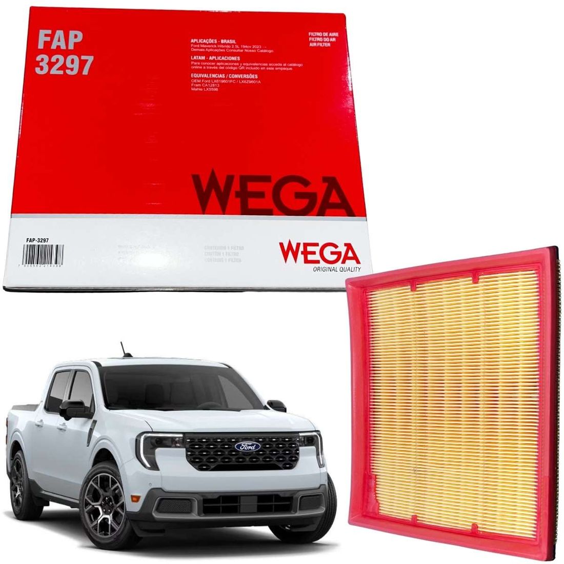 Filtro Ar Wega Ford Maverick Híbrido 2.5 Após 2023 FAP3297