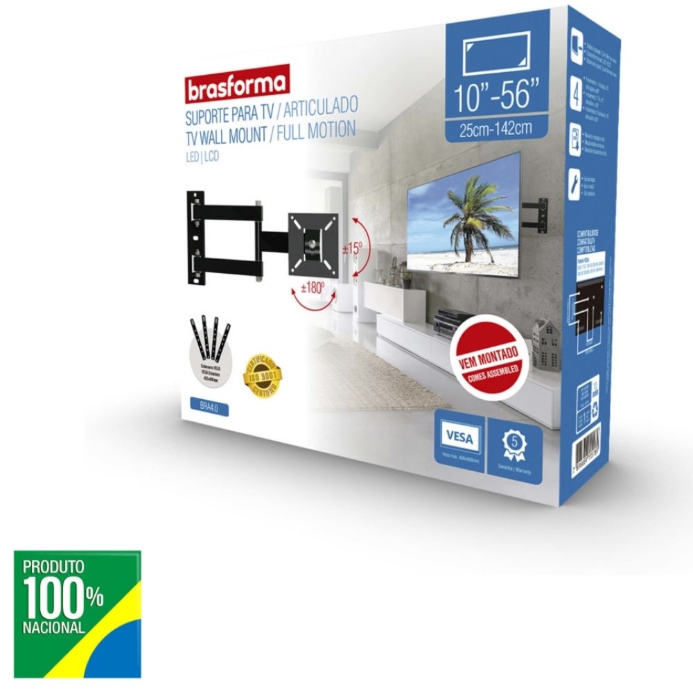 Suporte Para Tv Tri-articulado Lcd Led 10 a 56 Polegadas