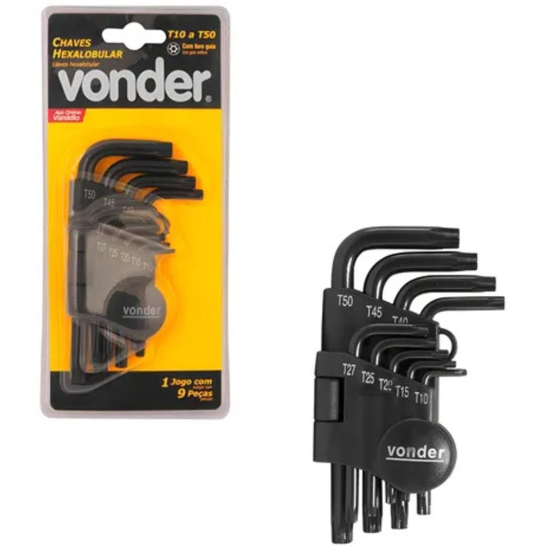 Jogo Chave Torx Com Furo Guia T10-T50 9 peças Vonder
