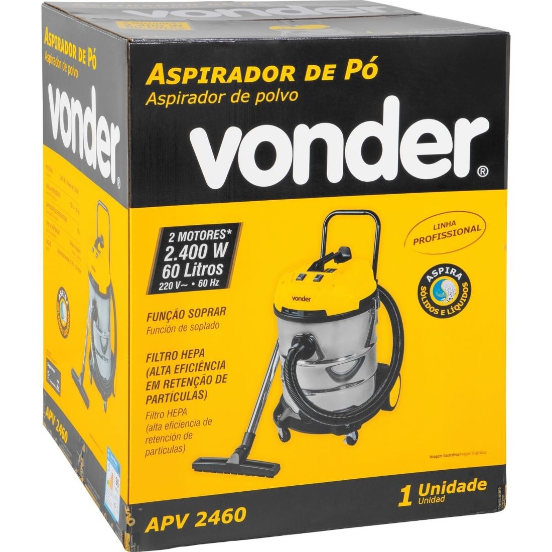 Aspirador de Pó 60L 2400W 2 Motores 220V APV2460 Vonder