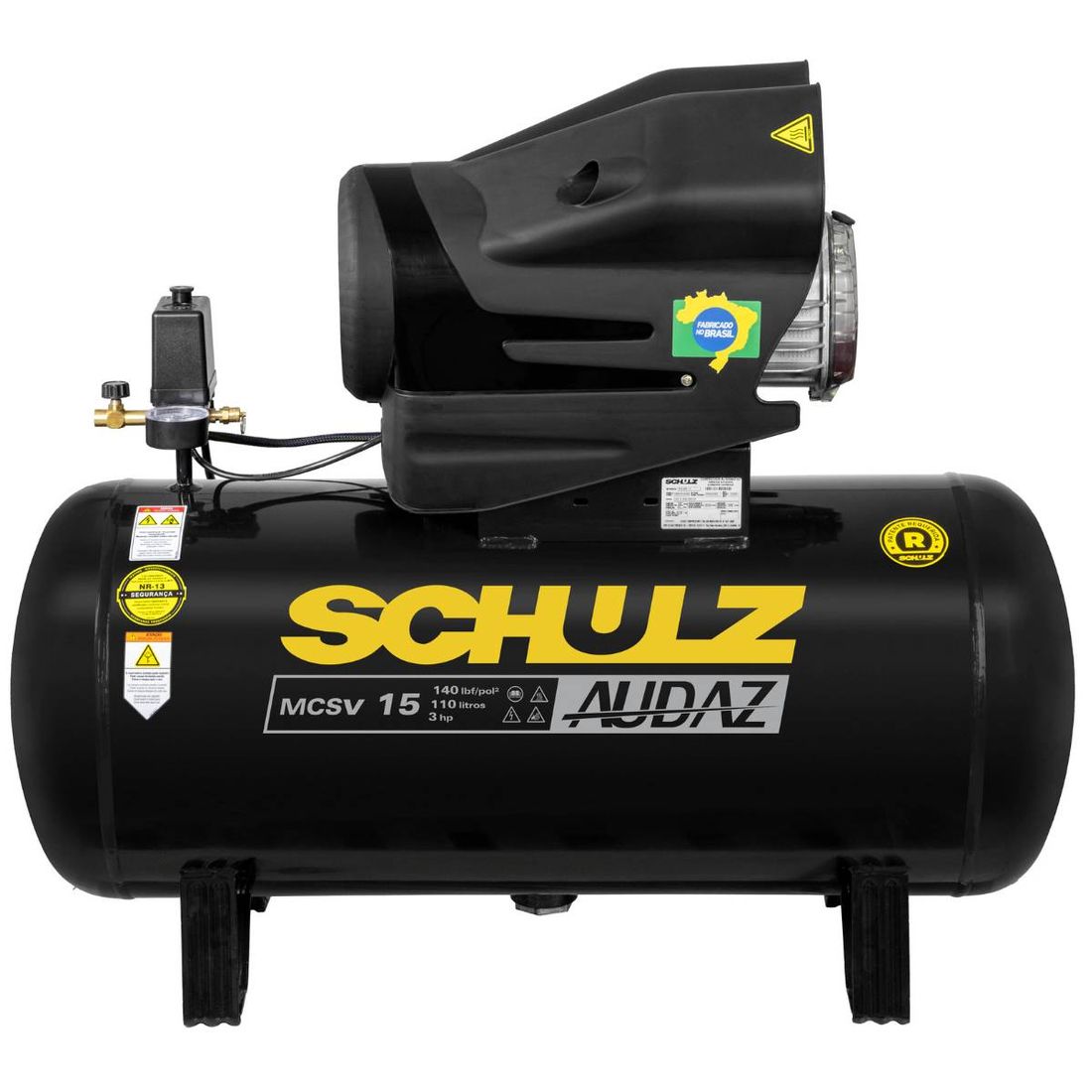 Compressor Ar Schulz Audaz 15pés 110L 140PSI 3Cv 220v Monofásico Compressor Ar Schulz Audaz 15pés 110L 140PSI 3Cv 220v Monofásico