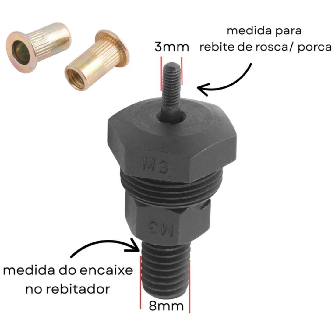 Parafuso para rebitador manual de rosca M3 Vonder