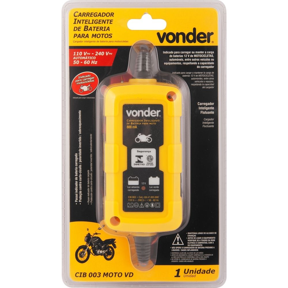 Carregador Inteligente Bateria Moto CIB003 VD Vonder 6847003000