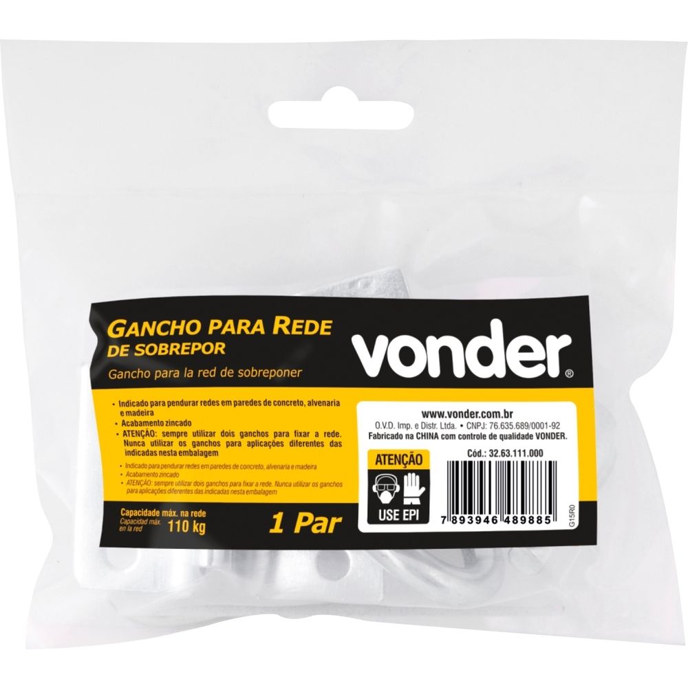 Kit Ganchos para Rede sobrepor Vonder 3263111000