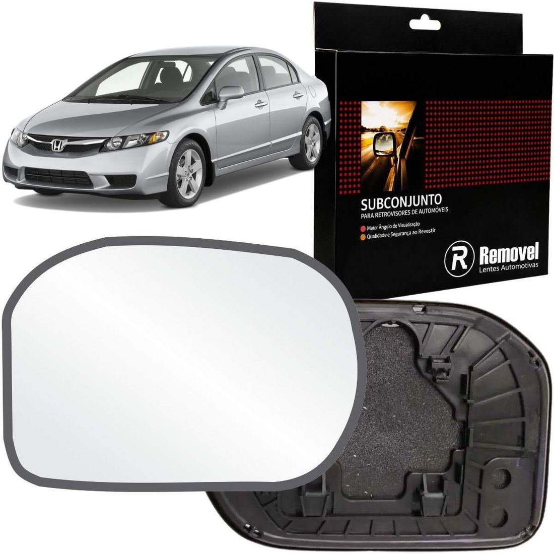 Lente Retrovisor Direito Honda Civic 2006 A 2011