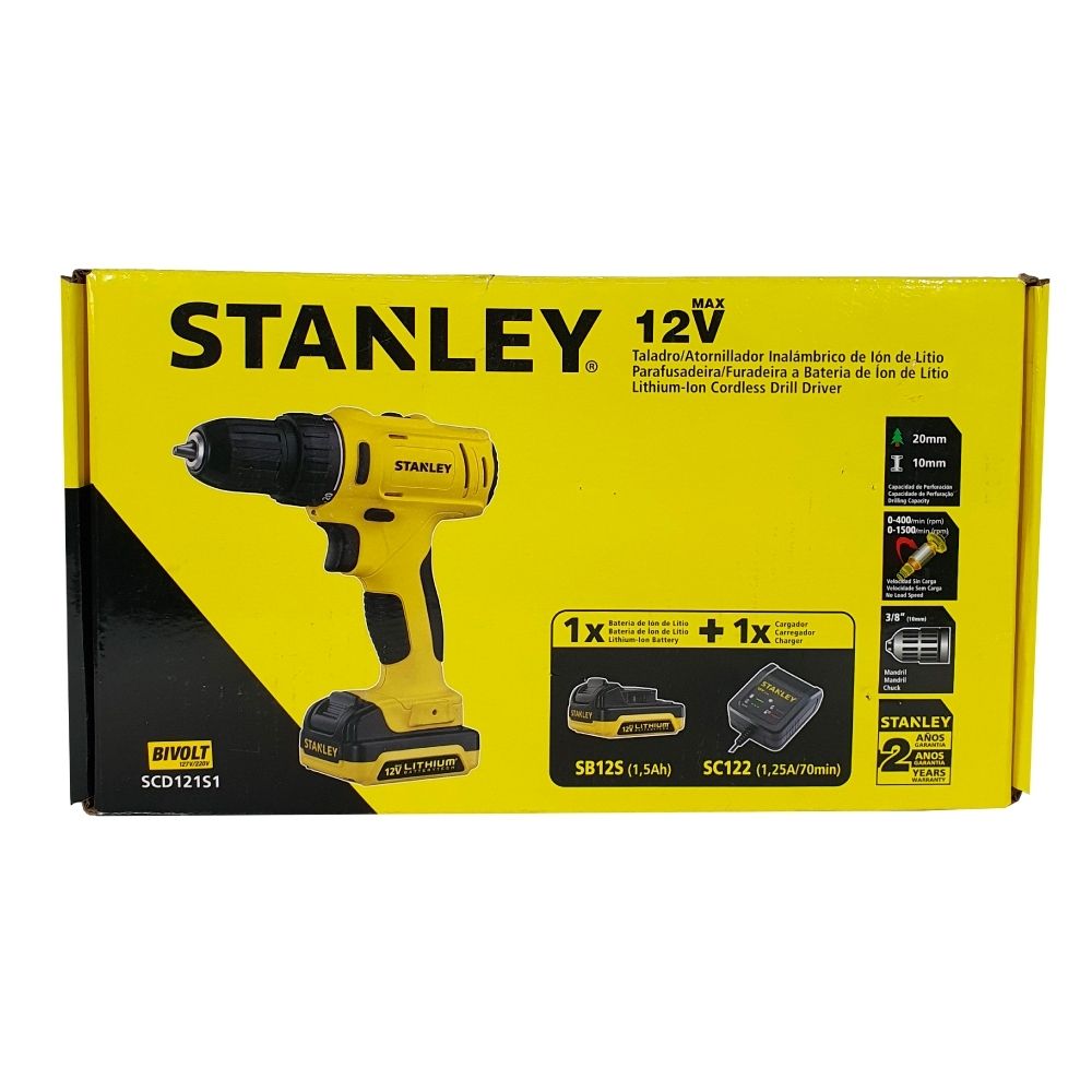 Parafusadeira e Furadeira 3/8" C/Bateria 12V 1,5Ah Stanley Parafusadeira e Furadeira 3/8" C/Bateria 12V 1,5Ah Stanley