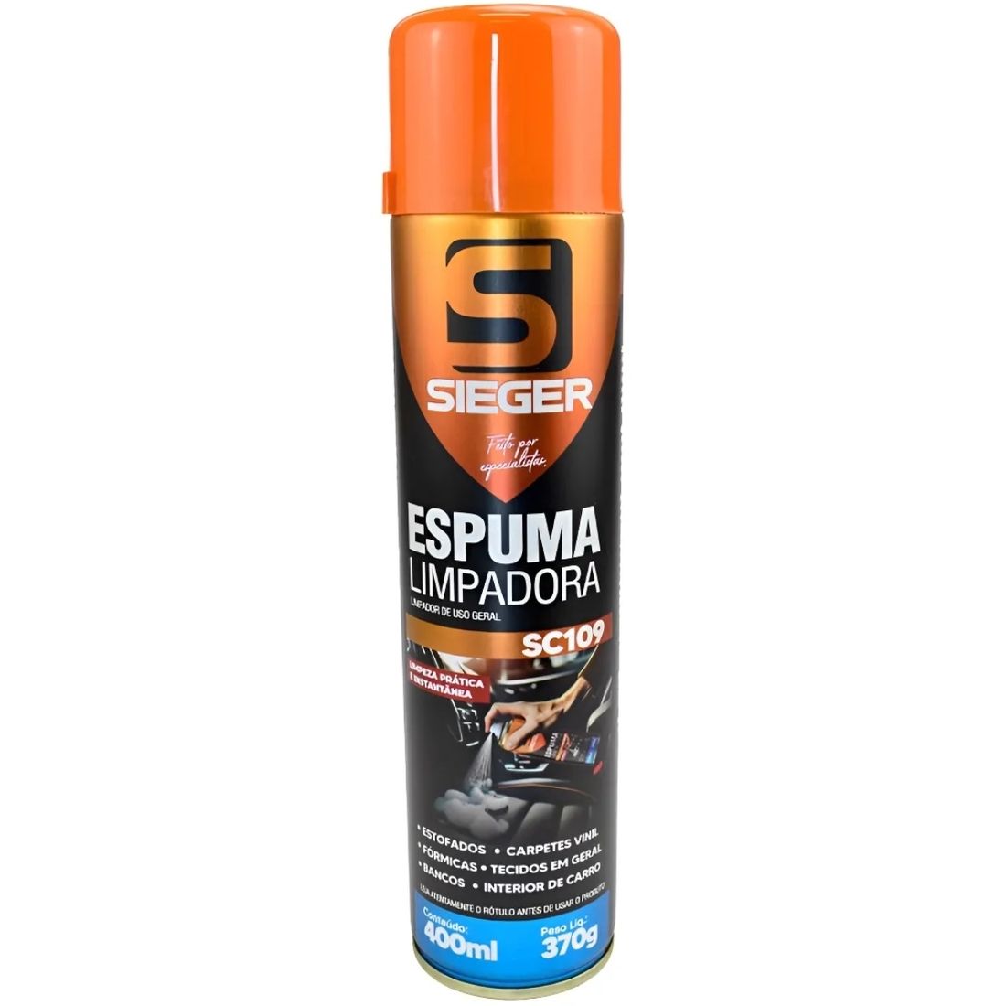 Espuma Limpadora Bancos Estofados Tecidos Sieger Sc109 400ml