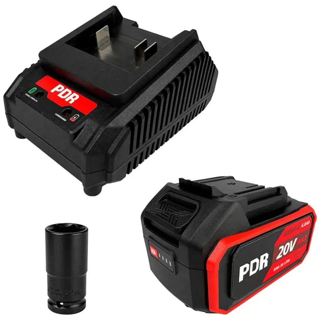 Chave Impacto Encaixe 1/2" Torque 63Kg 20V 1 Bateria 4Ah PDR Chave Impacto Encaixe 1/2" Torque 63Kg 20V 1 Bateria 4Ah PDR