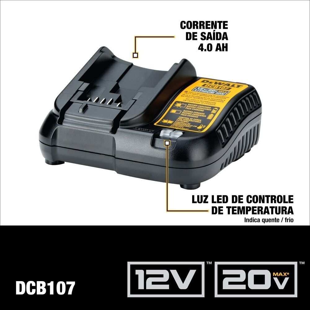 Parafusadeira e Furadeira 3/8" 2 Baterias 12V 2,0Ah DCD710D2-BR DeWalt Parafusadeira e Furadeira 3/8" 2 Baterias 12V 2,0Ah DCD710D2-BR DeWalt