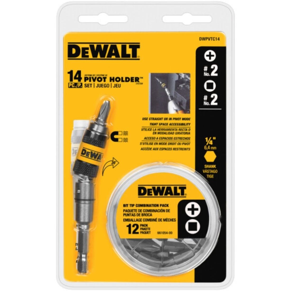 Kit Bits + Adaptador Angular Magnético 12pçs Dwpvtc14 Dewalt
