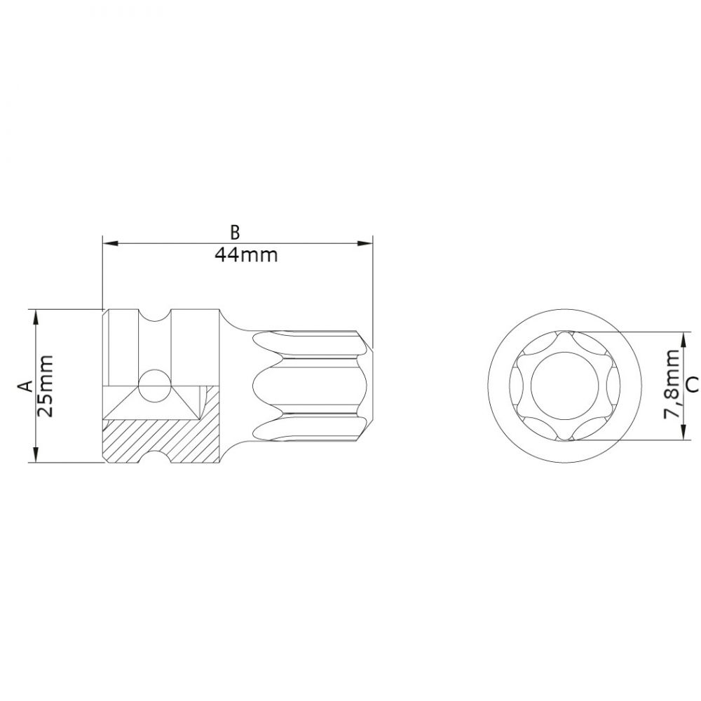 Soquete Impacto Ponta Trafix (Torx)T45 - 1/2" Tramontina PRO 44903/145