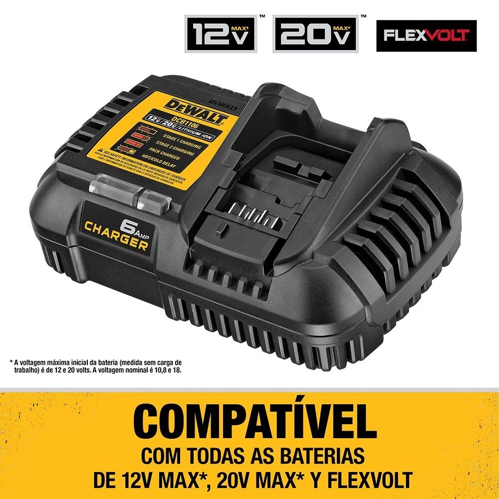 Carregador De Baterias 12v 20v 60v Max Dcb1106 Dewalt