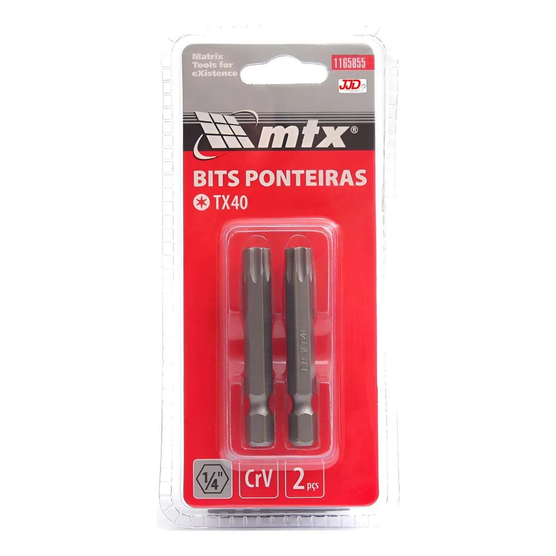 Ponteira Bits Torx T40 MTX 50mm Cartela 2pçs Ponteira Bits Torx T40 MTX 50mm Cartela 2pçs