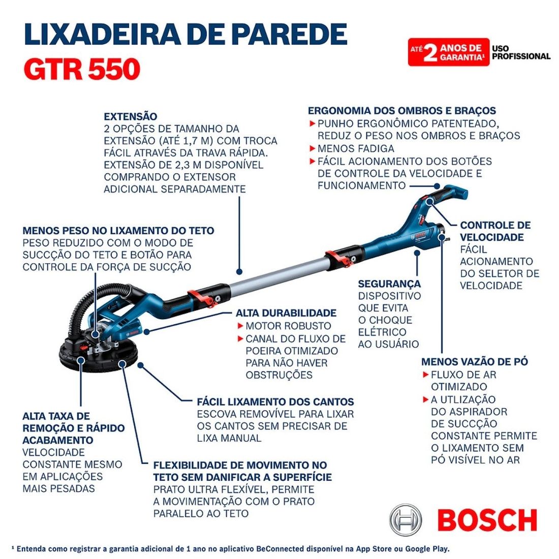 Lixadeira de Parede 9" 550W 220v GTR 550 Bosch Lixadeira de Parede 9" 550W 220v GTR 550 Bosch