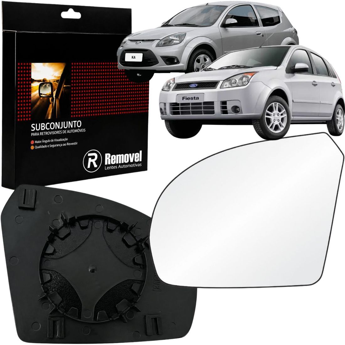 Lente Retrovisor Esquerdo Ford Fiesta 2003/2009 Ka 2008/2014