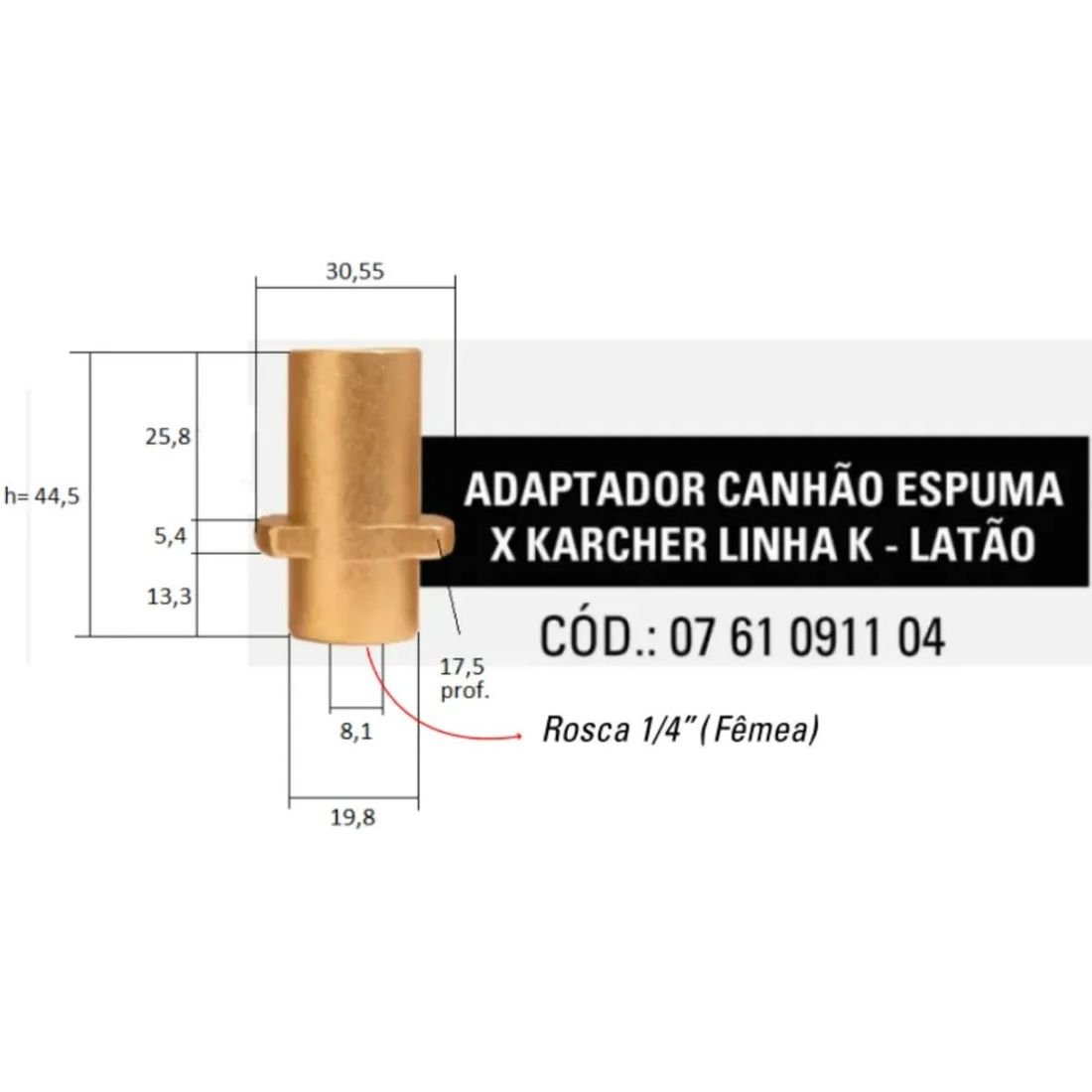 Adaptador Canhão Espuma Snow Foam Latão Karcher Linha K SGT