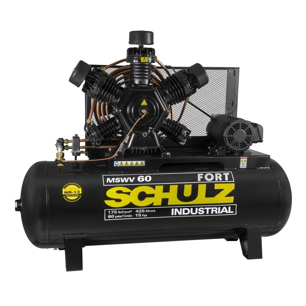 Compressor Ar Schulz Fort 60 Pés 425L 175PSI 15Cv Trifásico MSW-60FORT/425L