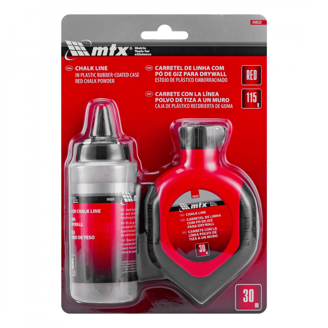 Kit Giz de Linha MTX Marcador Vermelho 30m