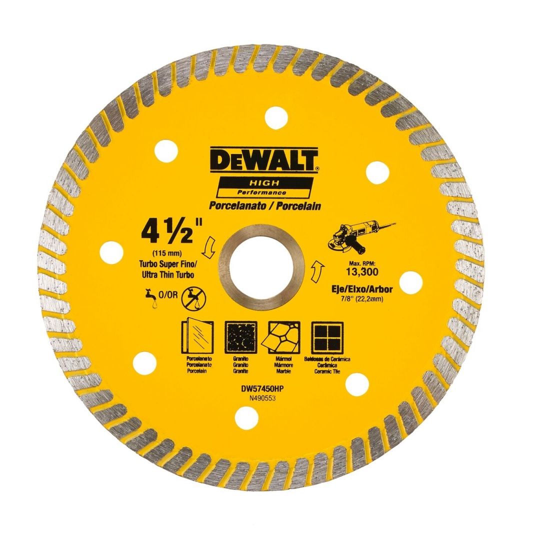 Disco Diamantado de Corte Porcelanato DeWalt 4.1/2" Furo 7/8