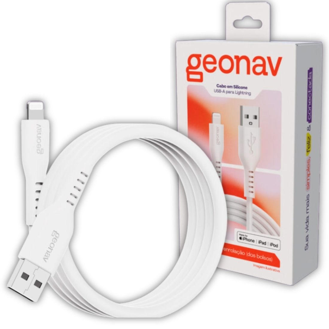 Cabo USB-A para Lightning 1,5m Branco Geonav Cabo USB-A para Lightning 1,5m Branco Geonav