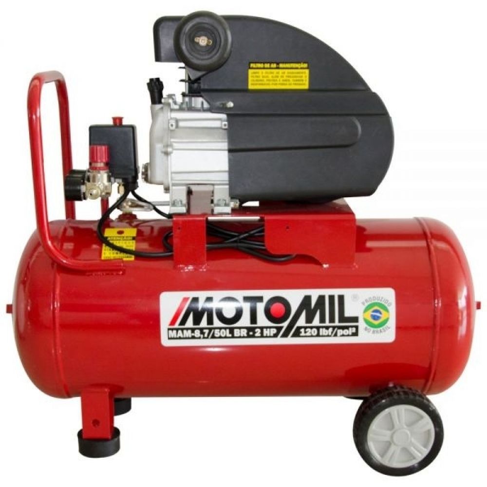 Motocompressor 8,7Pés 50L 120PSI 2HP Monofásico Motomil MAM 8,7/50BR