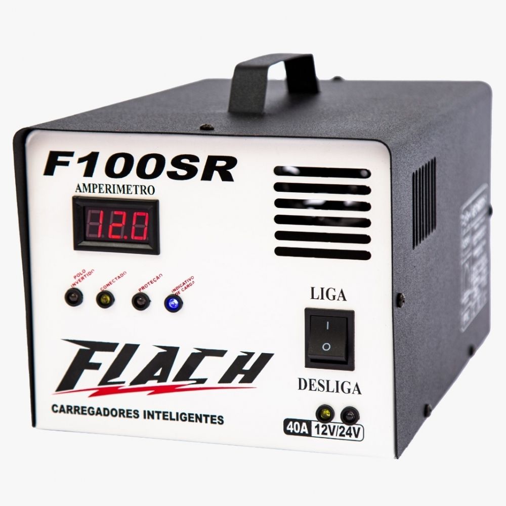 Carregador Baterias 40Ah C/Display Flach F100-12/24 SR