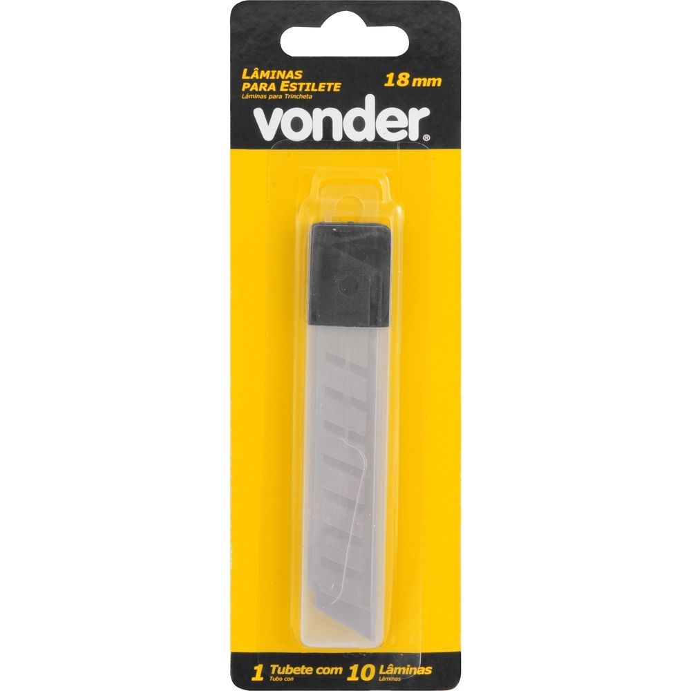 Lâmina Estilete 18mm Cartela 10 peças Vonder 3599180000 Lâmina Estilete 18mm Cartela 10 peças Vonder 3599180000