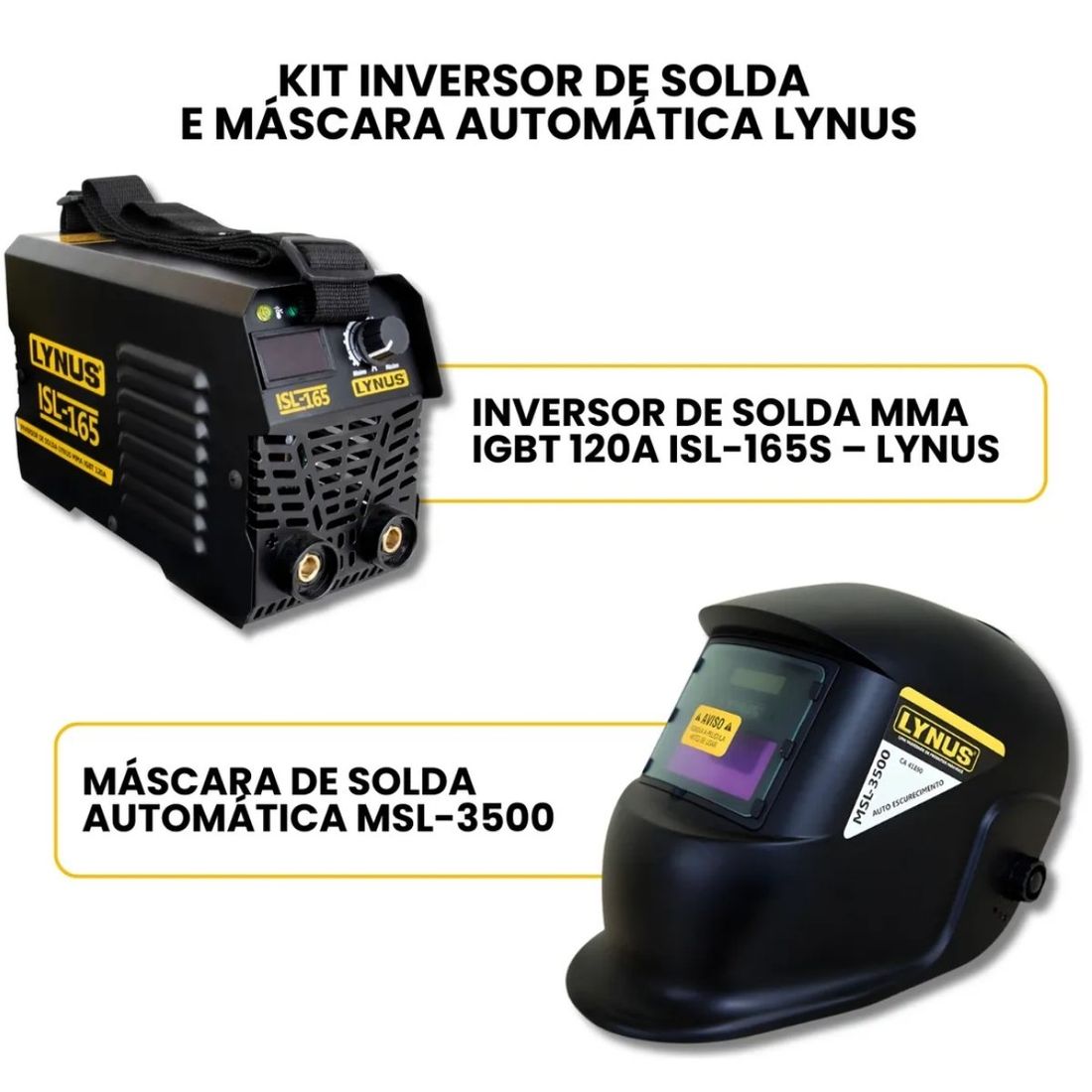 Kit Inversor Solda Elétrica 220v + Máscara Automática Lynus