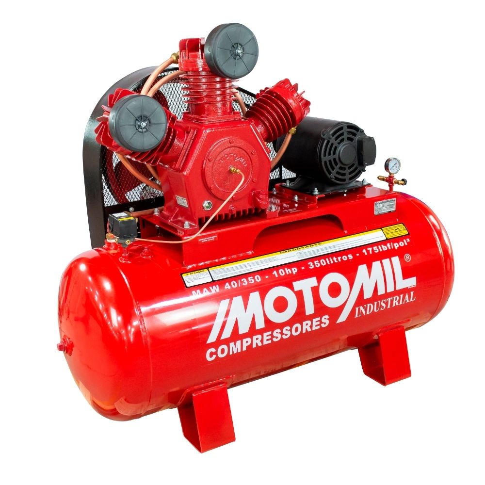 Compressor 40 Pés 350L 175 PSI 10 CV Trifásico Motomil MAW-40/350I