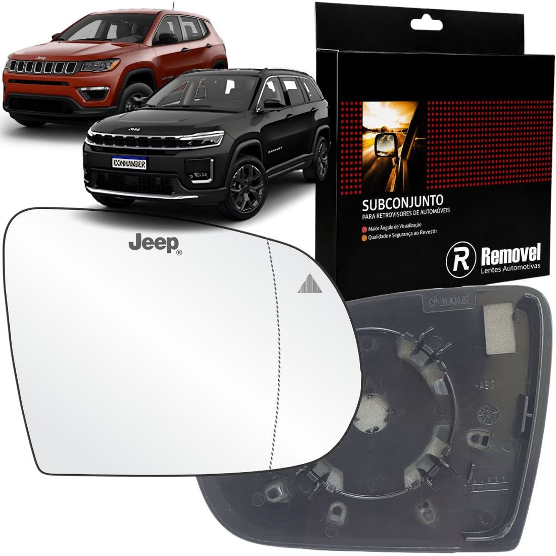 Lente Retrovisor Direito Jeep Compass Commander C/Imagem do Sensor