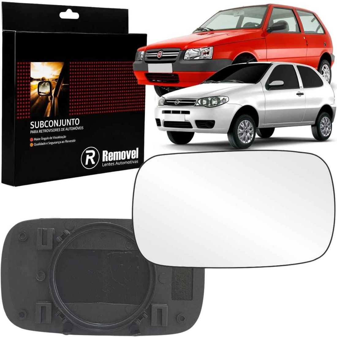 Lente Retrovisor Esquerdo Fiat Palio Strada Siena 1996 A 2000 Uno 95/04