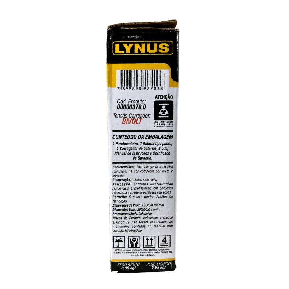 Kit Parafusadeira Bateria Carregador Maleta Acessórios 20V PFLI-20B2 Lynus Kit Parafusadeira Bateria Carregador Maleta Acessórios 20V PFLI-20B2 Lynus