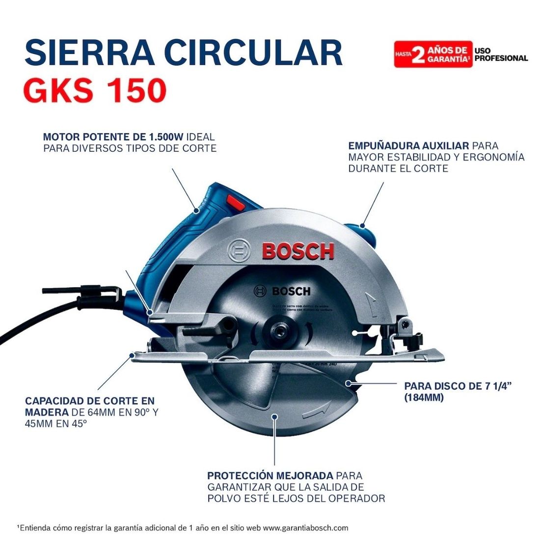 Serra Circular Bosch GKS 150 1500W 220V Com Bolsa Serra Circular Bosch GKS 150 1500W 220V Com Bolsa