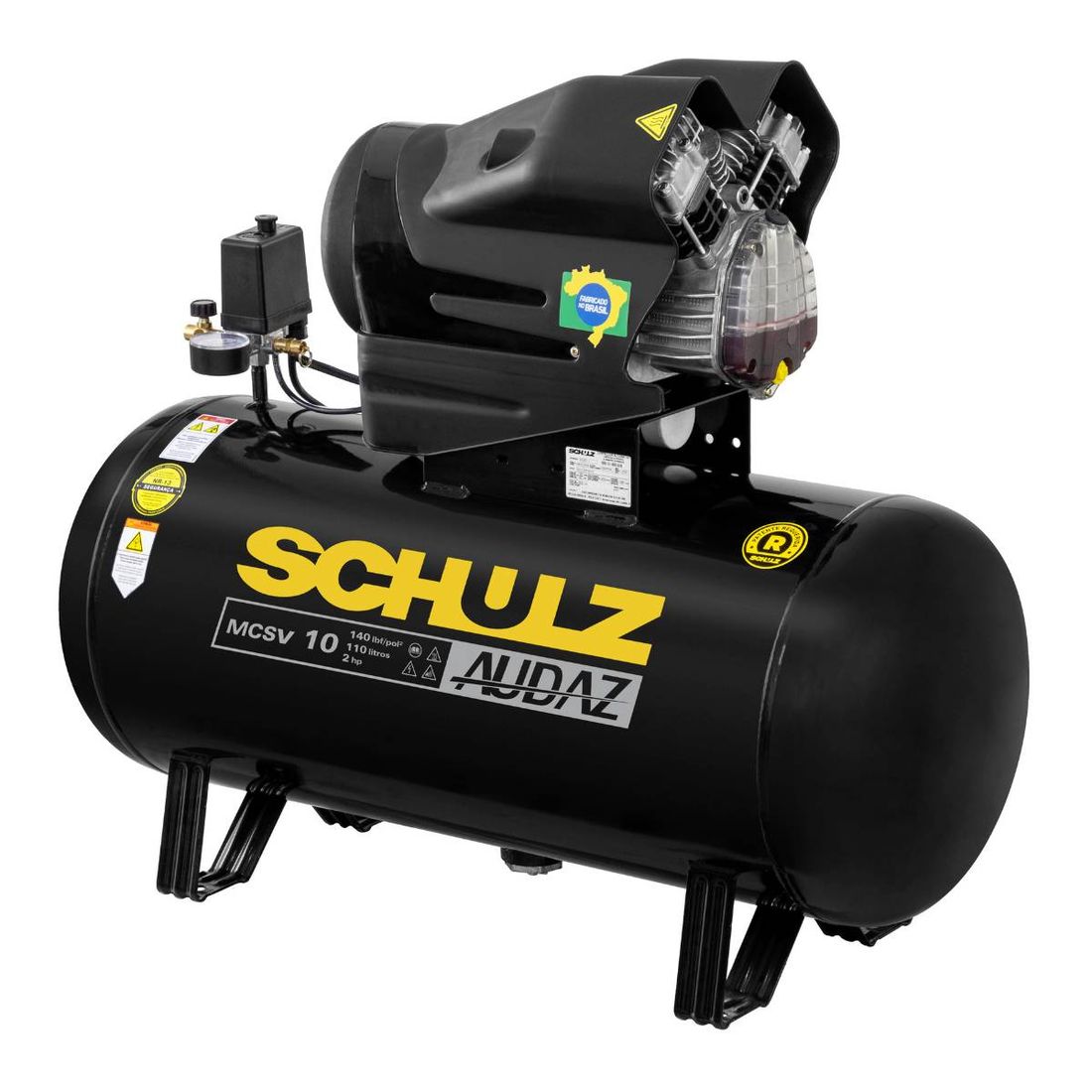 Compressor Ar Schulz Audaz 10pés 110L 140PSI 2Cv 220v Monofásico Compressor Ar Schulz Audaz 10pés 110L 140PSI 2Cv 220v Monofásico