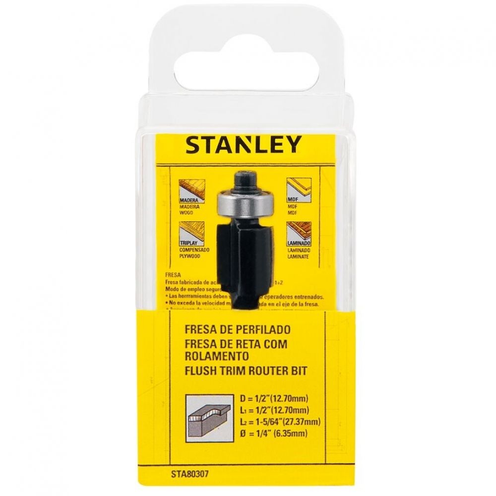 Fresa Reta Com Rolamento 1/2" x 1/4" STA80307 Stanley