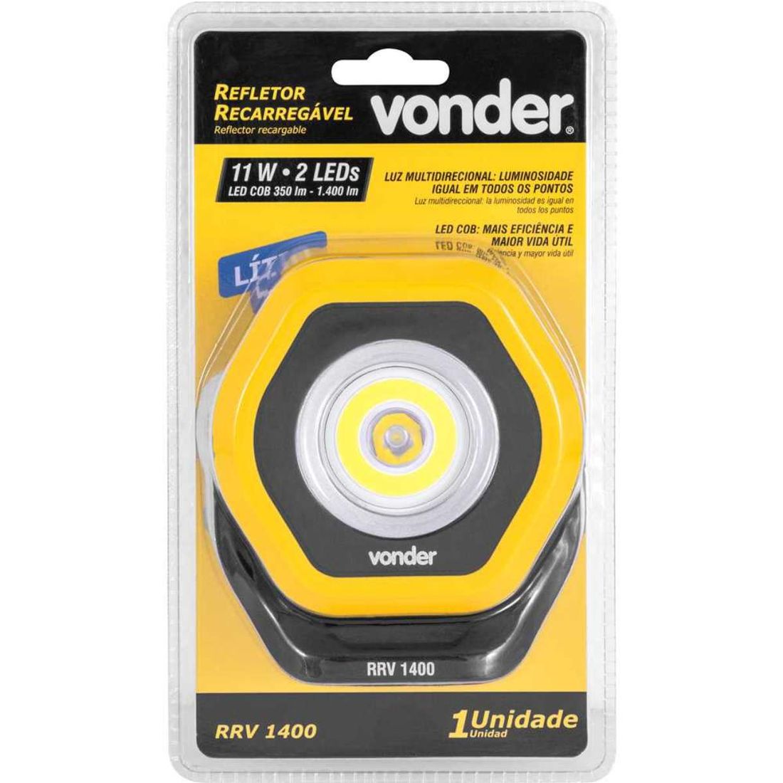 Refletor Recarregável Portátil 1400lm Usb Led Rrv1400 Vonder