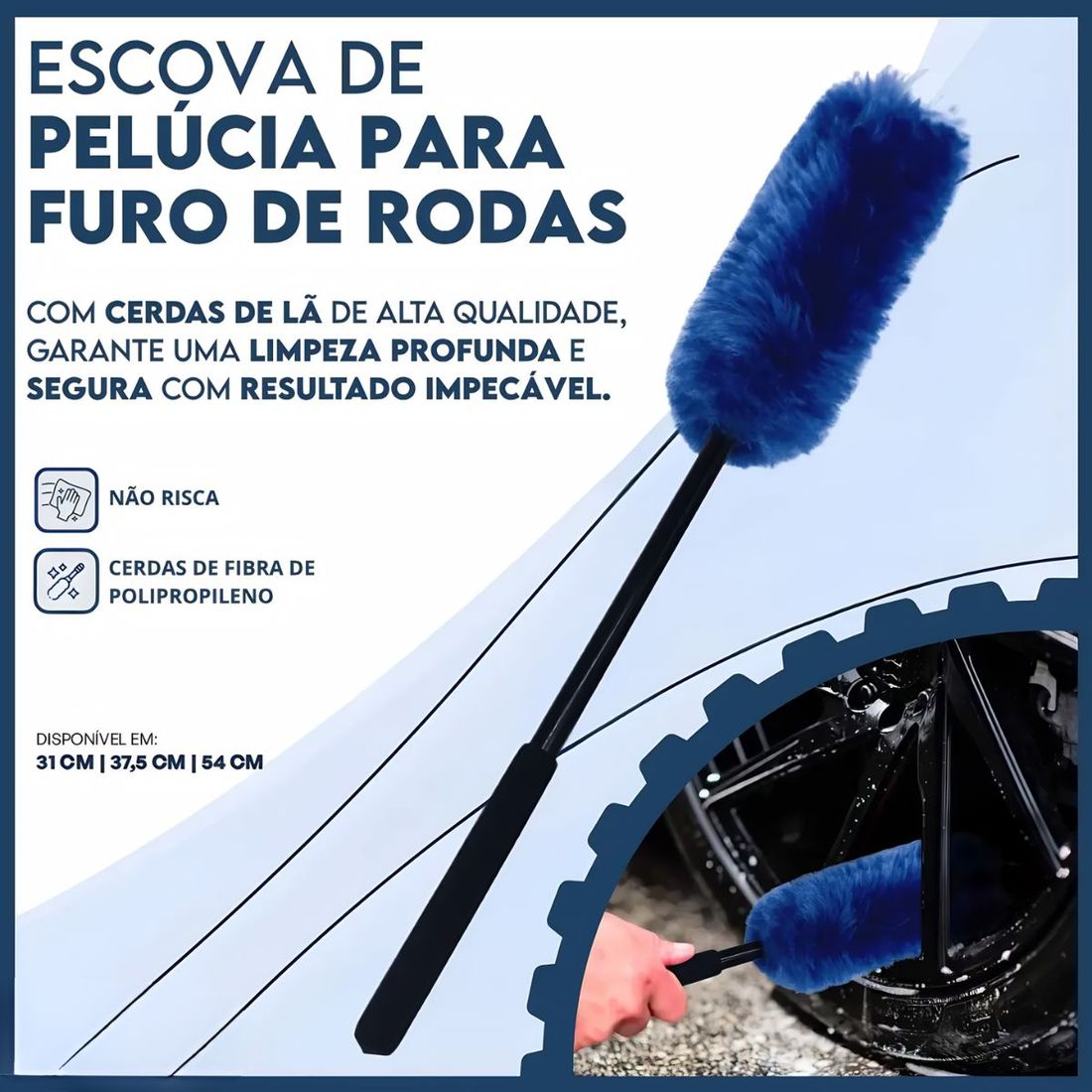 Escova de Pelúcia Para Furo de Rodas 375mm Vonixx Escova de Pelúcia Para Furo de Rodas 375mm Vonixx