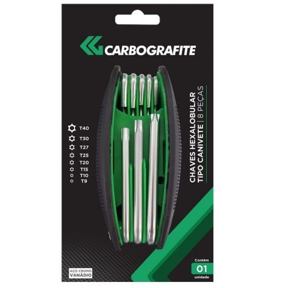 Jogo Chave Torx T9-T40 8 peças Tipo Canivete - Carbografite