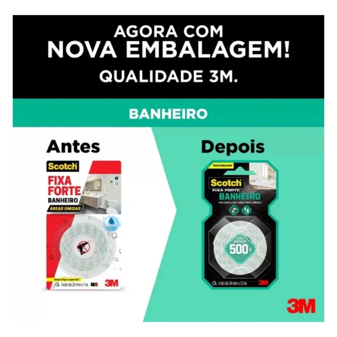 Fita Dupla Face 3M Fixa Forte Banheiro 24mm x 1,5m