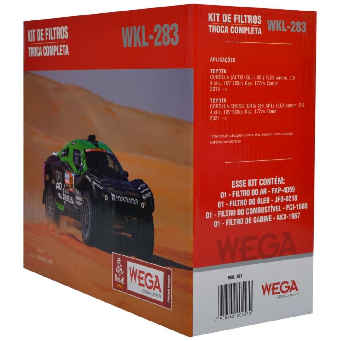 Kit de Filtros Toyota Corolla 2.0 Após 2019 WKL283 Wega